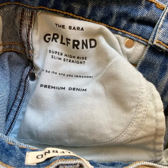 GRLFRND Sara jeans Super High Rise Slim Straight Rambla blue Revolve 25 new - Picture 12 of 15